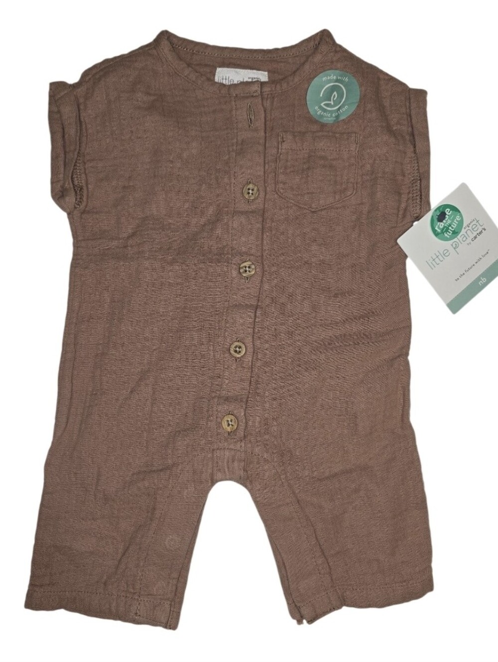 Little Planet Organic Cotton Baby Romper Brown Size Newborn NWT